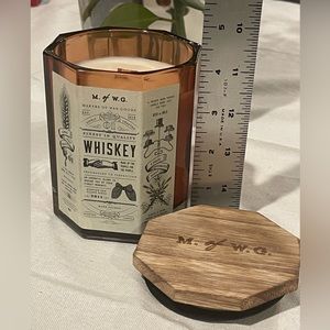 Aged Whiskey, wood wick candle by Makers of Waxed Goods in reusable glass jar